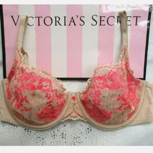 VS Rhinestone Unlined Demi Floral Lace Bra